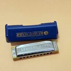 Hohner Blues Harp Harmonica Key A Silver and Wood MS Series